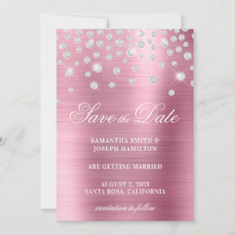 Stor Diamond Confetti Rosa Ombre Foil Spara Datumet