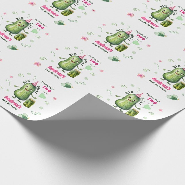 Stor dillgurka tjej födelsedag alla åldrar presentpapper (Hörn)