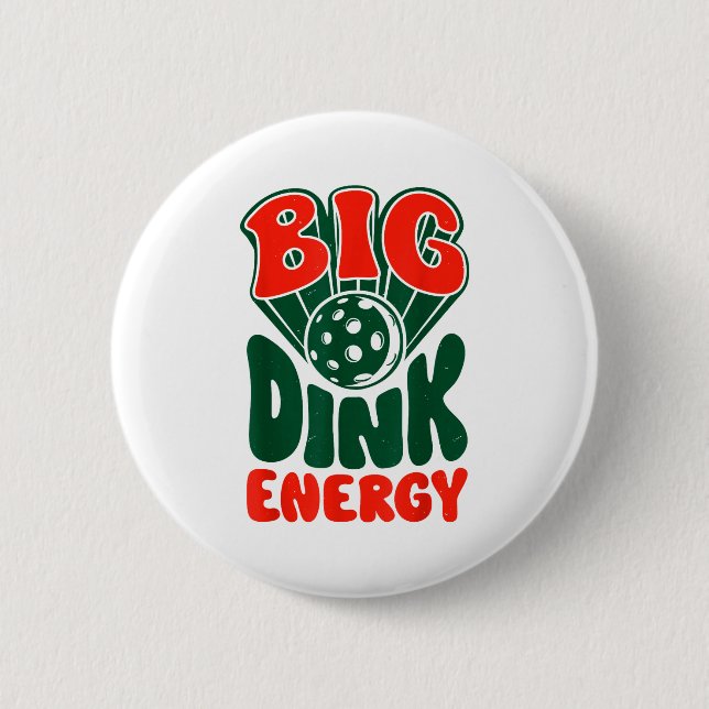 Stor dink energi pickleball pickle boll roliga män knapp (Framsida)