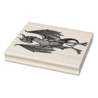 Stor Dragon Wood Art Rubber Frimärke Stämpel