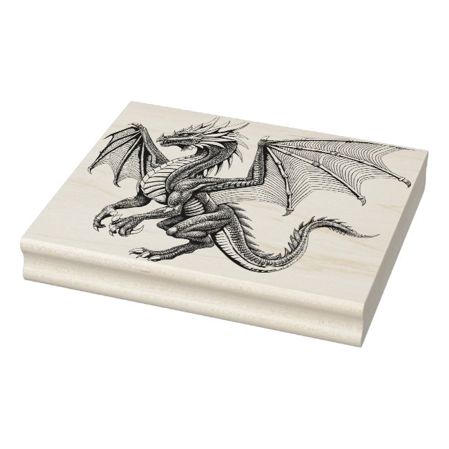 Stor Dragon Wood Art Rubber Frimärke Stämpel (Stämpel)
