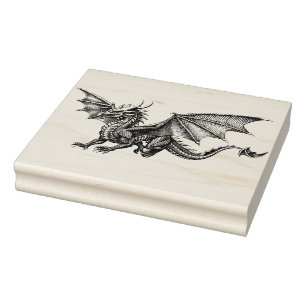 Stor Dragon Wood Art Rubber Frimärke Stämpel