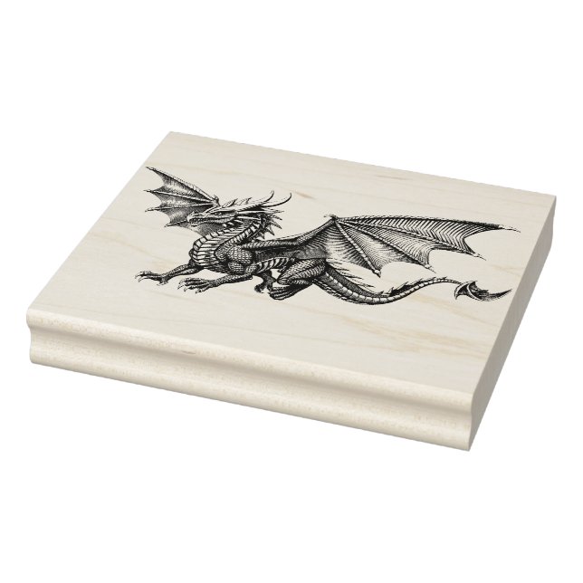 Stor Dragon Wood Art Rubber Frimärke Stämpel (Stämpel)