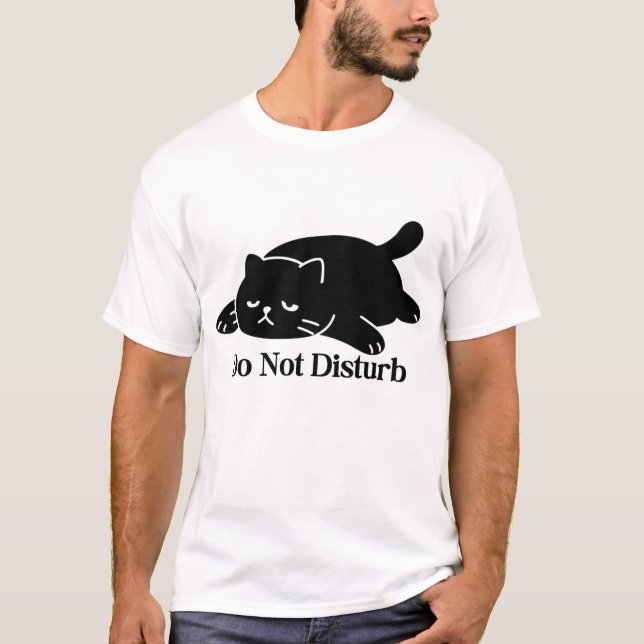 Stör Ej Katt T-Shirt Söt Svart Katt (Framsida)