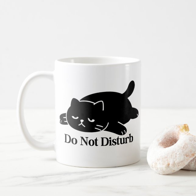 Stör Ej Lat Svart Kattmugg Söt Katt Kaffemugg (Med munk)