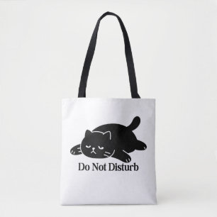 Stör Ej Svart Katt Totebag Söt Lat Katt Tygkasse
