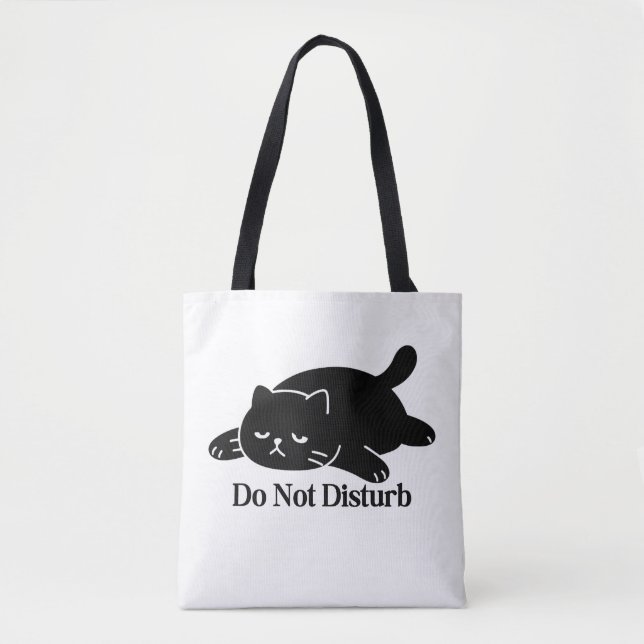 Stör Ej Svart Katt Totebag Söt Lat Katt Tygkasse (Framsida)