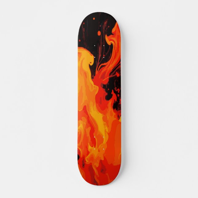 Stor eldsflamma Abstrakt konst på svart Mini Skateboard Bräda 18,5 Cm (Framsida)