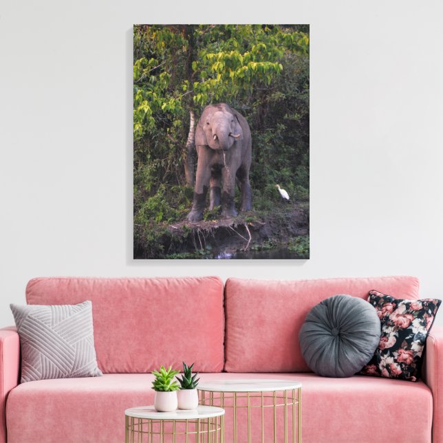 Stor Elefantväggkonst Utsträckt Canvas Art (Insitu (Vardagsrum))