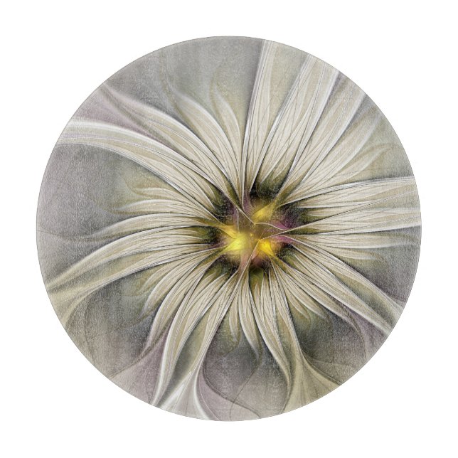 Stor Elfenbensfärg Blomma, Abstrakt Modern Fraktal (Framsidan)