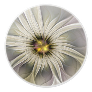 Stor Elfenbensfärg Blomma, Abstrakt Modern Fraktal Knopp