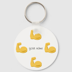 Stor Emoji Bicep och '' ditt namn här ", Nyckelring