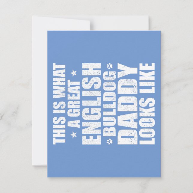 Stor engelsk bulldoggspappa ägare  inbjudningar (Framsida)