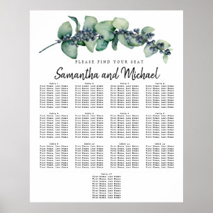 Stor eukalyptus Botanical 13-Bord sätesdiagram Poster