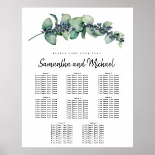 Stor eukalyptus Botanical 8-Bord-sätesdiagram Poster