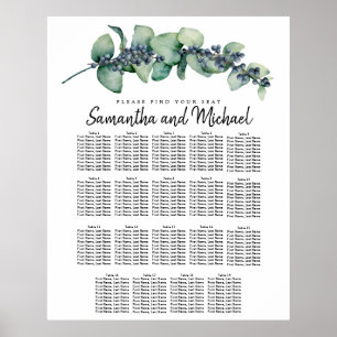 Stor eukalyptus botaniska 19-Bord sätesdiagram Poster
