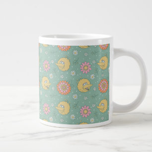 Stor fågel Blommönster med bra vibbar Jumbo Mugg