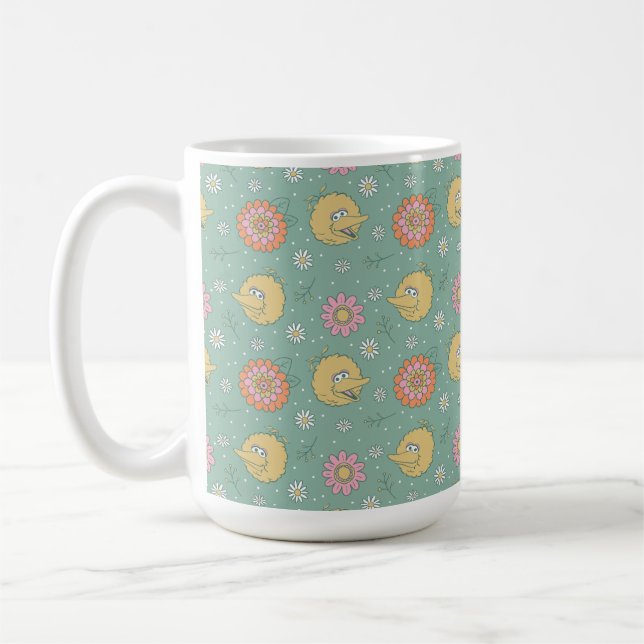 Stor fågel | Blommönster med bra vibbar Kaffemugg (Vänster)