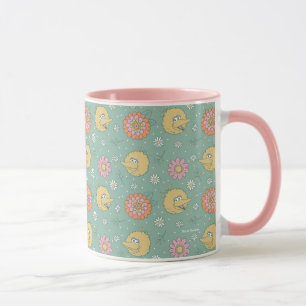 Stor fågel Blommönster med bra vibbar Mugg