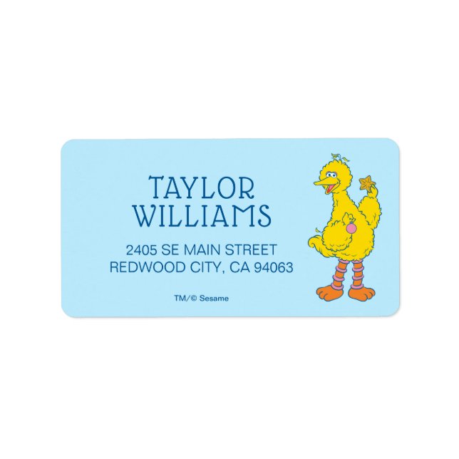 Stor fågel som håller juldekorationer adressetikett (Framsidan)