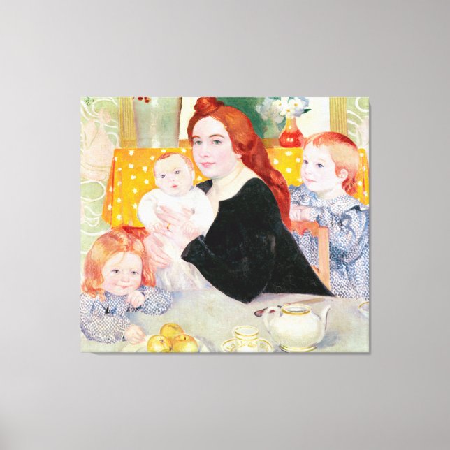 Stor familj Porträtt i blått och Gult Canvastryck (Framsida)