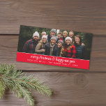 Stor-familjens fotopanoramabilder - minimal - röd julkort<br><div class="desc">Vintage Red Play Mönster på baksidan - Ett enkelt,  minimalistiskt Julhälsningar med ställe för ett stort gruppfoto eller ett panoramafoto. Minimal design med modern kalligrafi.</div>