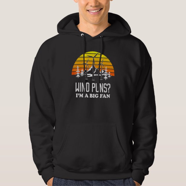Stor Fan Pun Vindkraftstekniker Hoodie (Framsida)