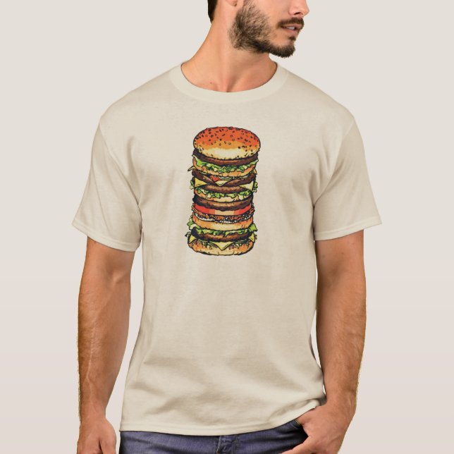 Stor färgrik hamburgare t shirt (Framsida)