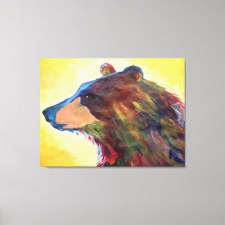 Stor färgstark Abstrakt Bear Art Canvastryck