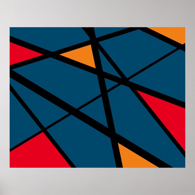 Stor färgstark modern geometrisk abstrakt konst poster (Framsidan)