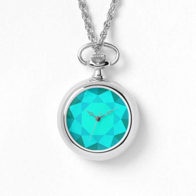 Stor, faux aquamarine gem armbandsur (Framsida)