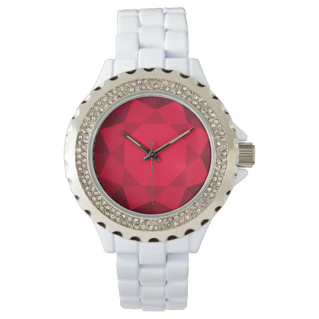 Stor, faux red garnet gem armbandsur (Framsida)
