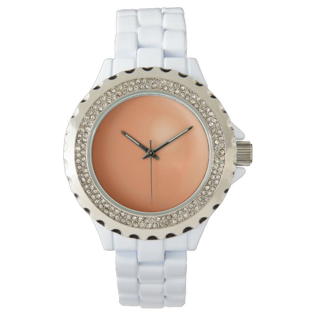 Stor, faux rosa coral gem-sten armbandsur (Framsida)