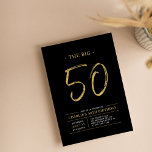 Stor femtio | Guld & Black 50:e Födelsedagsfesten Inbjudningar<br><div class="desc">Fira din speciella dag med den här enkla snyggten 50 födelsedagsfest inbjudan. Den här designen har ett penselskript "The Big 50" med en ren layout i en kombination av svart och guld färg. Fler formgivningar och party-tillbehör finns på min butik BaraBomDesign.</div>