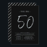 Stor femtio | Silver & Black 50:e Födelsedagsfeste Inbjudningar<br><div class="desc">Fira din speciella dag med den här enkla snyggten 50 födelsedagsfest inbjudan. Den här designen har ett penselskript "The Big 50" med en ren layout i en kombination av svart och silver färg. Fler formgivningar och party-tillbehör finns på min butik BaraBomDesign.</div>