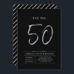Stor femtio | Silver & Black 50:e Födelsedagsfeste Inbjudningar<br><div class="desc">Fira din speciella dag med den här enkla snyggten 50 födelsedagsfest inbjudan. Den här designen har ett penselskript "The Big 50" med en ren layout i en kombination av svart och silver färg. Fler formgivningar och party-tillbehör finns på min butik BaraBomDesign.</div>