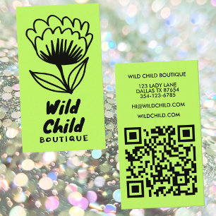STOR FET BLOMNING Rustik Minimal Floral QR-kod Visitkort