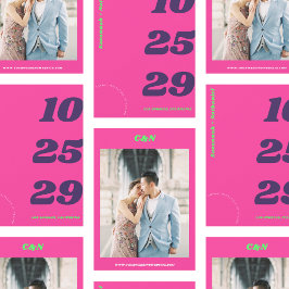 Stor & fet datum Hot Pink Retro fotobryllop Spara Datumet
