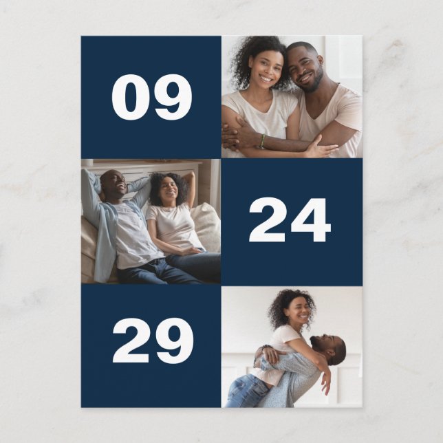 Stor fet nummer foto bröllop meddelande vykort (Framsida)