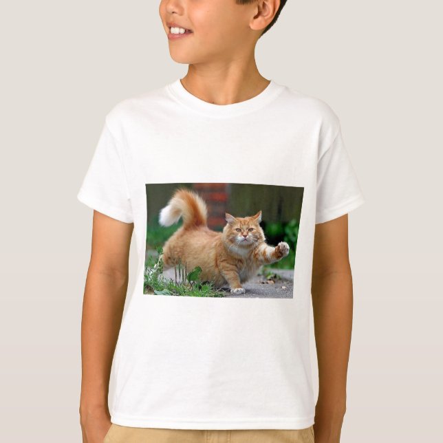 Stor fet orange katt t-shirt (Framsida)