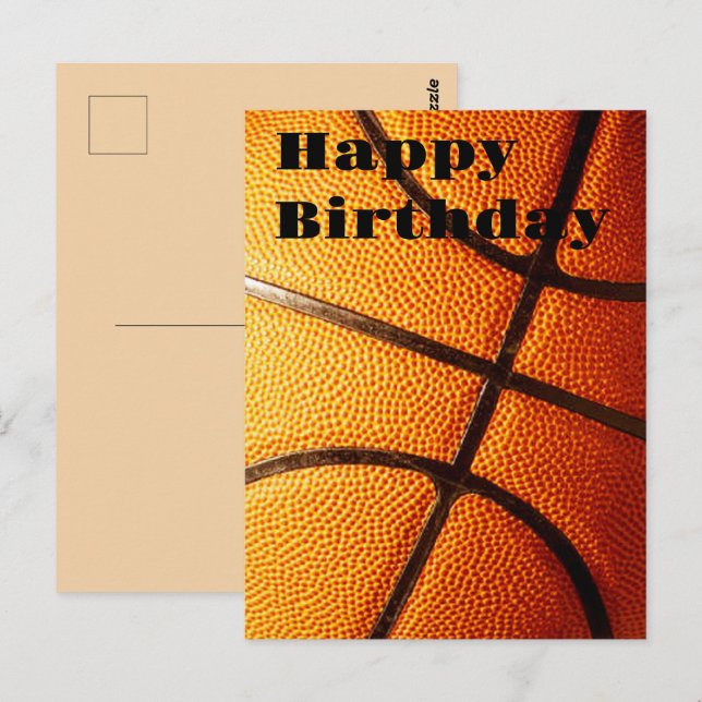 Stor finnig orange basketboll, födelsedag vykort (Fram/baksida)
