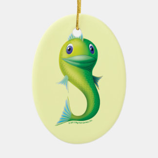 Stor fisk julgransprydnad keramik