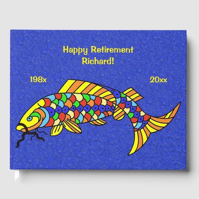 Stor fisk, ljusa färgskalor på Mörk blått Gästböcker (Framsida)