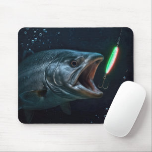 Stor fisk med neonlock musmatta
