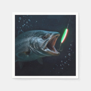 Stor fisk med neonlockbete pappersservett