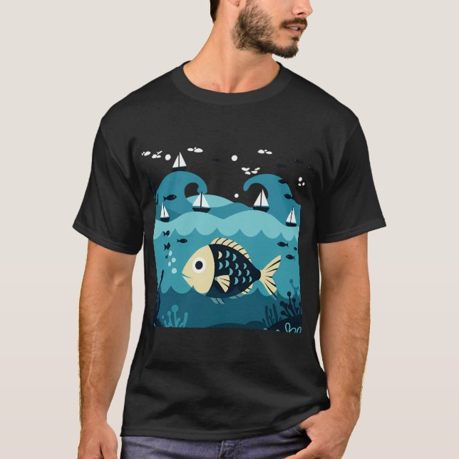 Stor fisk och liten fisk t shirt (Framsida)