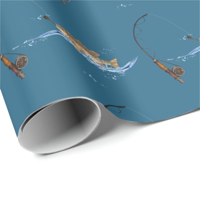 stor fisk på fiskpolen presentpapper (Rullad Hörn)