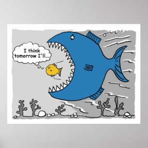 Stor fisk som ska äta en mindre fisk poster