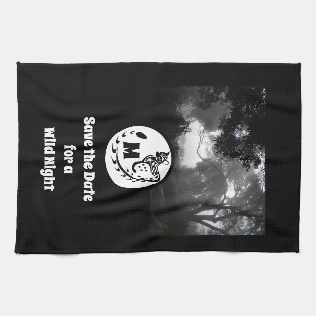 Stor fläckig genet Silhouette Monogram Photo Kökshandduk (Horisontell)