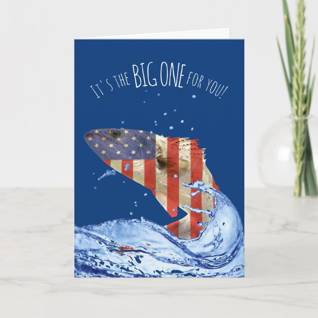 stor flagga fisk för födelsedag kort (Framsida)